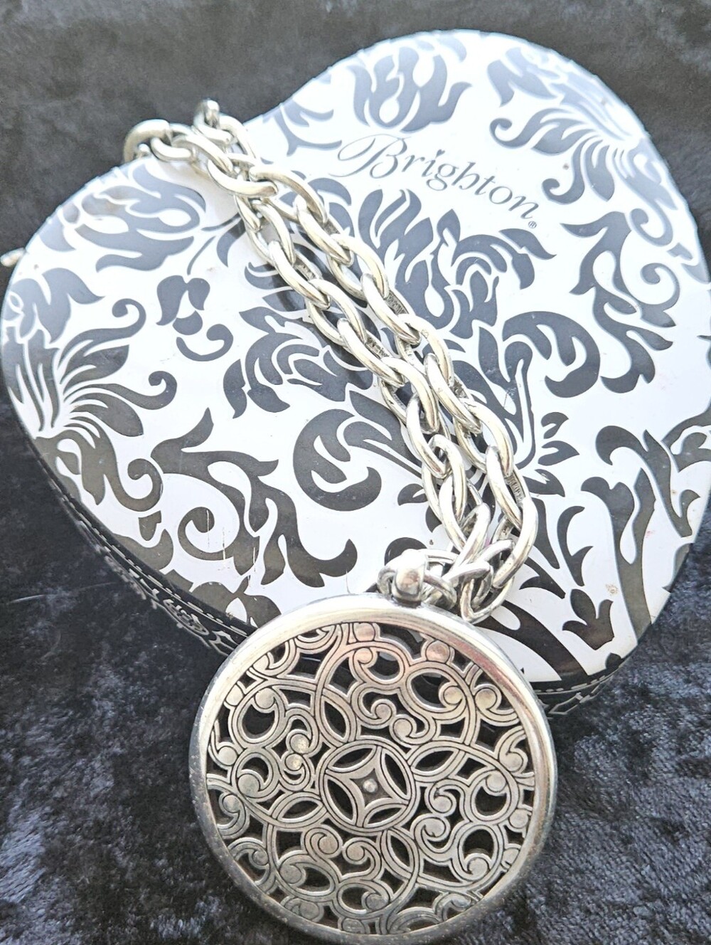 Brighton Serendipity Filigree Pendant Necklace With Brighton Heart-shaped Box